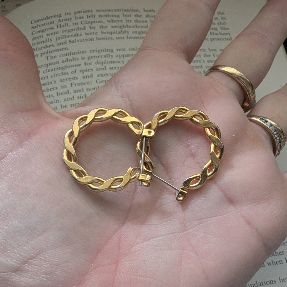 Elegant Goldtone Hoop Earrings - Picture 8 of 9